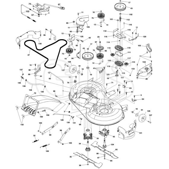 McCulloch M165-97TC CLASSIC - 96051016600 - 2017-07 - Mower Deck - Cutting Deck Parts Diagram