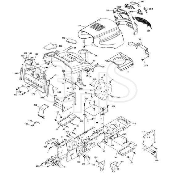McCulloch M175H38RB - 96061033600 - 2011-06 - Chassis & Enclosures Parts Diagram