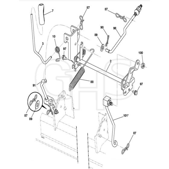 McCulloch M19542H - 96041011800 - 2010-03 - Mower Lift - Deck Lift Parts Diagram