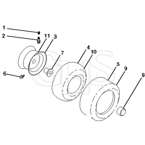 McCulloch M20-42T - 290820 - 2013-01 - Wheels and Tyres Parts Diagram