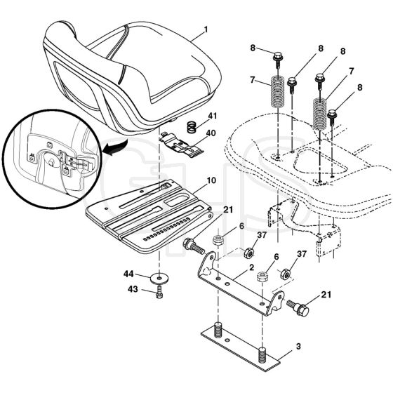 McCulloch M22042H - 96041018001 - 2011-04 - Seat Parts Diagram
