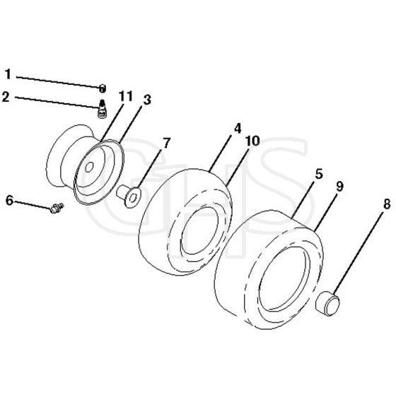 McCulloch M22042H - 96041018001 - 2011-04 - Wheels and Tyres Parts Diagram