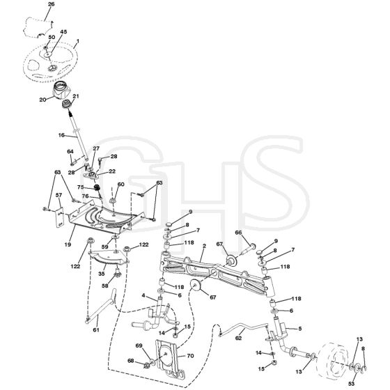 McCulloch M220-107C - 96051007002 - 2013-07 - Steering Parts Diagram