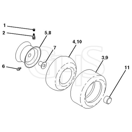 McCulloch M220-107C - 96051007002 - 2013-07 - Wheels and Tyres Parts Diagram