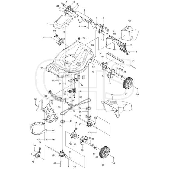 McCulloch M53-150AP - 96121003501 - 2016-09 - Mower Deck - Cutting Deck Parts Diagram