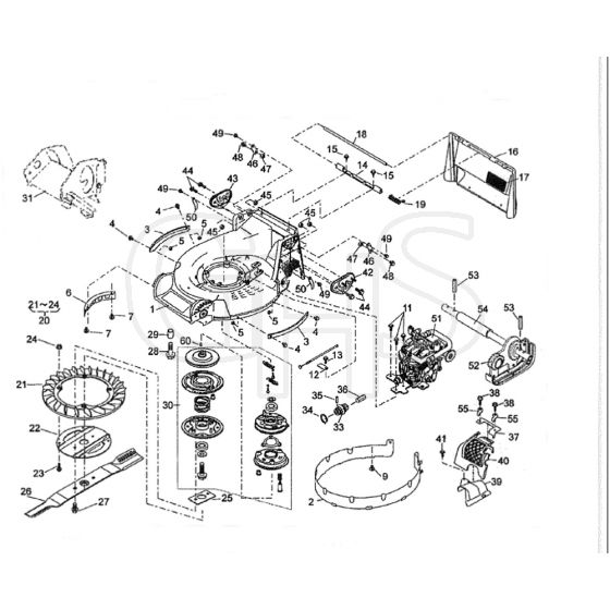 Cobra M53HSTPRO - TN2160SXAHHSTPRO Deck Assembly Diagram