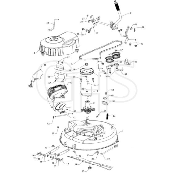 McCulloch M95-66X - 96021002301 - 2012-01 - Mower Deck - Cutting Deck Parts Diagram