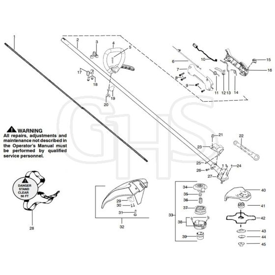 McCulloch MAC 250 L GT - 2010-03 - Shaft & Handle (2) Parts Diagram