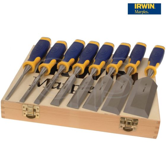 IRWIN Marples ProTouch Bevel Edge Chisel Set of 6 Plus 2 Chisels FREE - 10507958