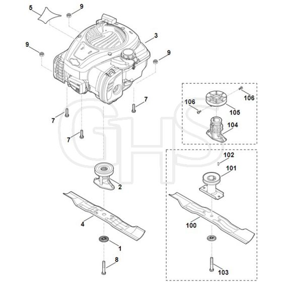 Viking MB248.3 T - Engine - Blade - Parts Diagram