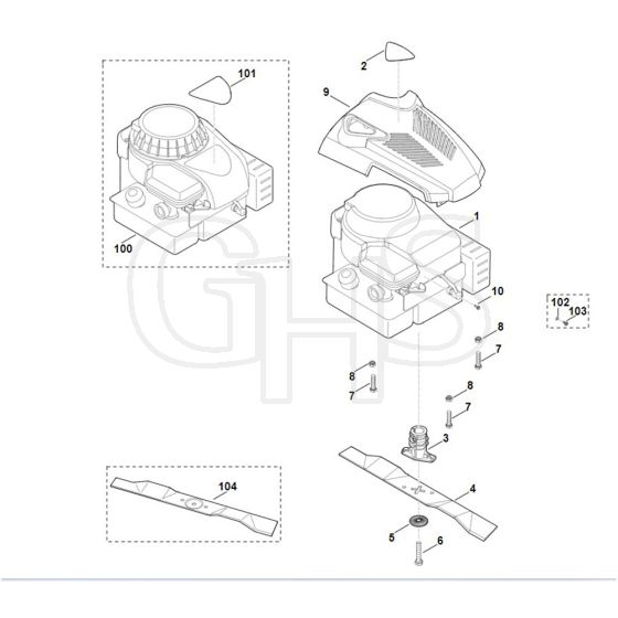 Viking MB2.1 R - Engine - Blade - Parts Diagram