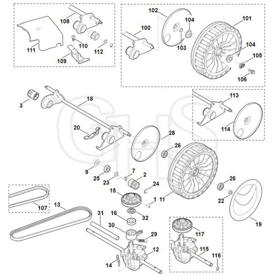 Viking MB650.0 VM - Shaft, Gear Box - Parts Diagram