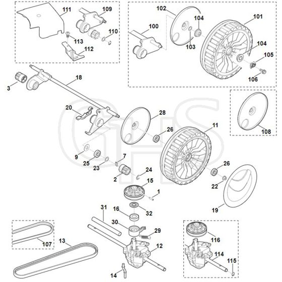Viking MB655.1 VM - Shaft, Gear Box - Parts Diagram
