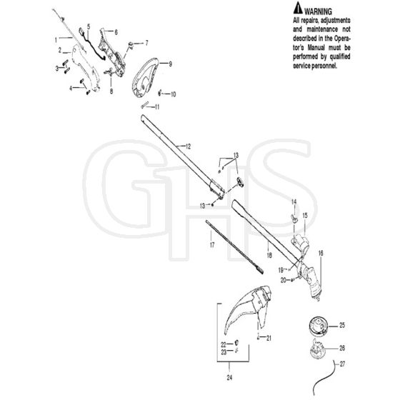 McCulloch MC125 - 966625001 - 2012-01 - Shaft & Handle Parts Diagram