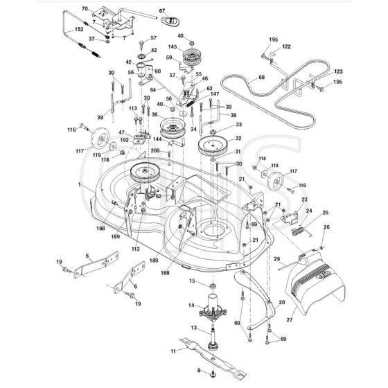 McCulloch MC195H42LT - 96042011400 - 2009-11 - Mower Deck - Cutting Deck Parts Diagram