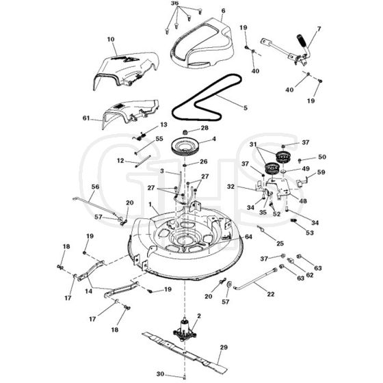 McCulloch MC30 - 96021001600 - 2011-06 - Mower Deck - Cutting Deck Parts Diagram