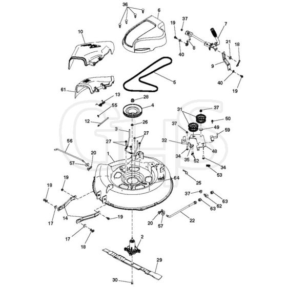 McCulloch MC30 - 96021001700 - 2012-01 - Mower Deck - Cutting Deck Parts Diagram