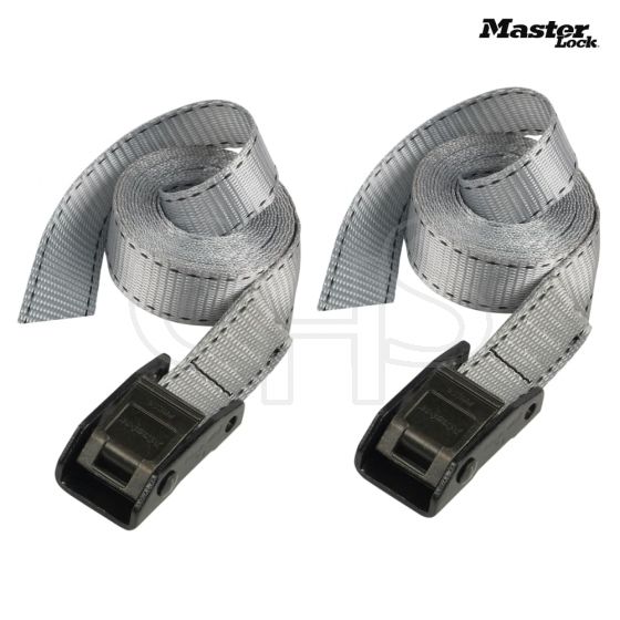 Master Lock Lashing Strap with Metal Buckle 2.5m 2 Piece - 3110EURDAT