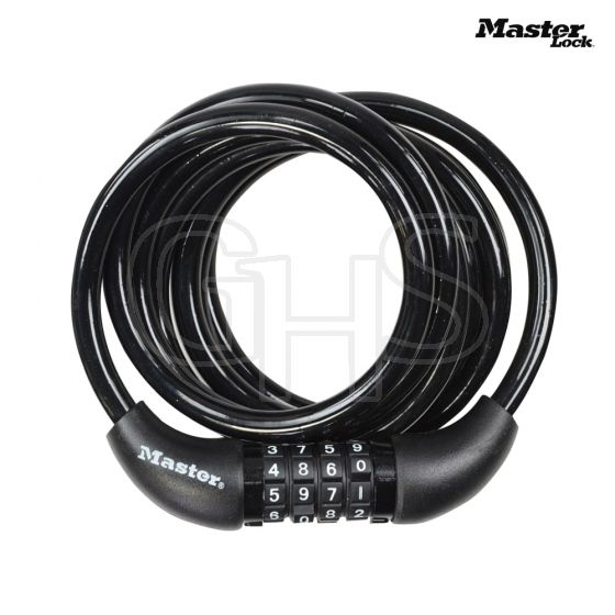 Master Lock Black Self Coiling Combination Cable 1.8m x 8mm - 8221EURDPRO