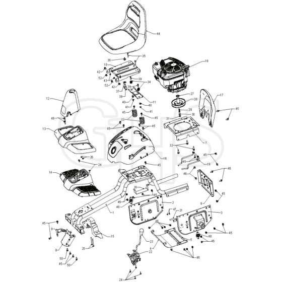 McCulloch MOWCART 66 - 96021001102 - 2012-10 - Chassis & Enclosures Parts Diagram
