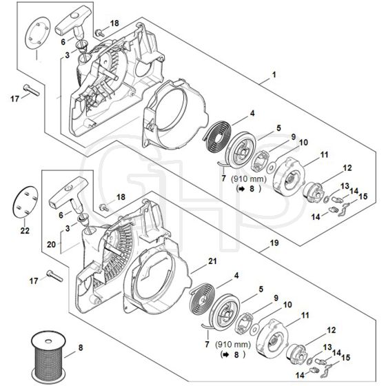 Stihl MS180 C-BE - Rewind Starter Ergostart-Easy2Start - Parts Diagram