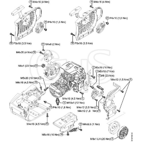 Genuine Stihl MS201 / U - Tightening torques