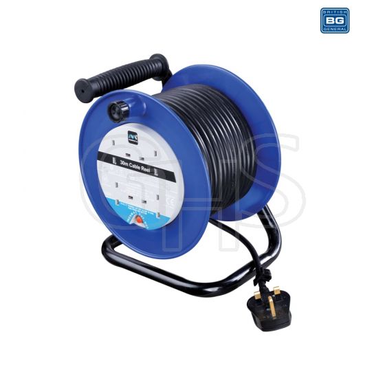 Masterplug Heavy-Duty Cable Reel 30 Metre 4 Socket 13A Thermal Cut-Out 240 Volt - LDCC30134