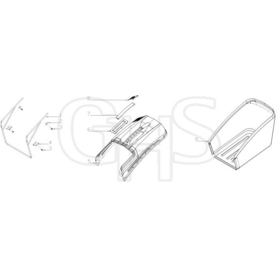 Cobra MX534SPH - 53cm GCV170 Mower Feb 2019 Grassbag Assy Diagram