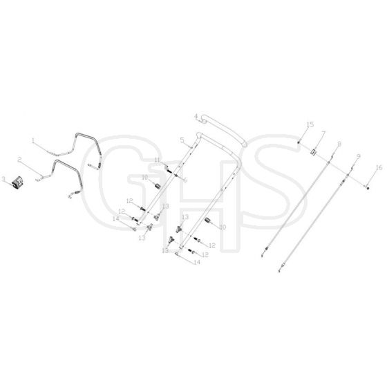 Cobra MX534SPH - 53cm GCV170 Mower Feb 2019 Handle Assy Diagram