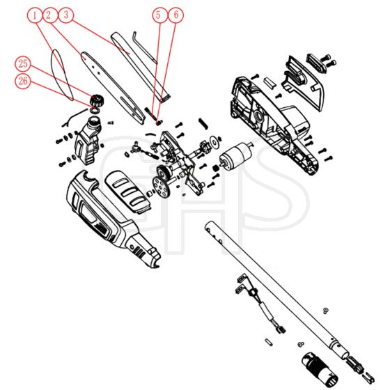 Cobra P20X - 24V Pruner Head Main Diagram