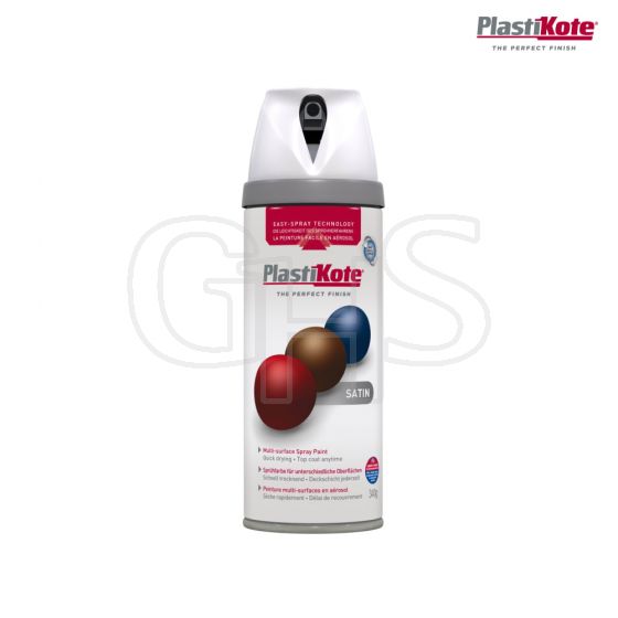 Plasti-kote Twist & Spray Satin White 400ml - 440.0022101.076