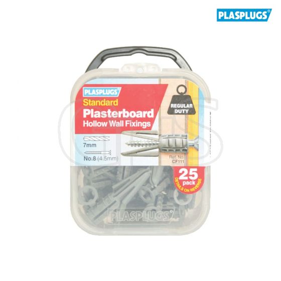 Plasplugs CF 111 Standard Plasterboard Fixings Pack of 25 - CF111