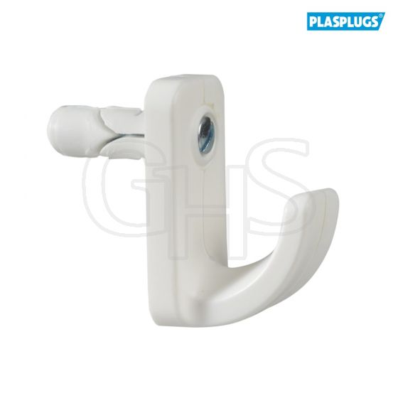 Plasplugs White Single Hollow Door Hook (1) - HW124