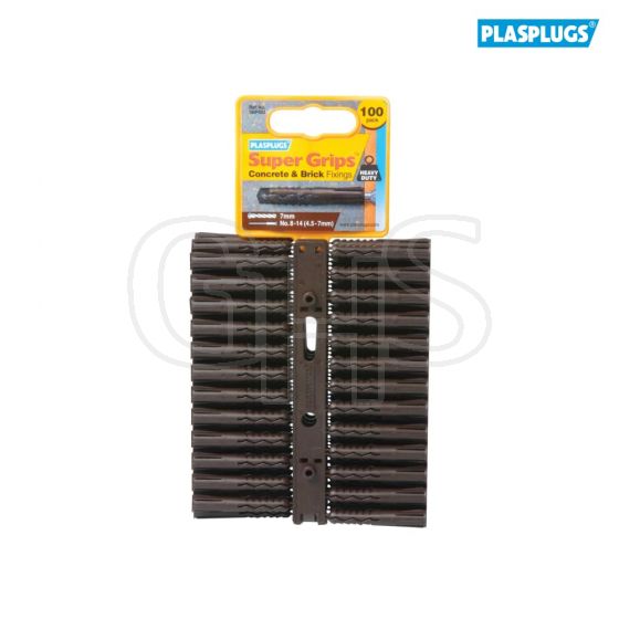 Plasplugs SBP 503 Solid Wall Super Grips Fixings Brown (100) - SBP503