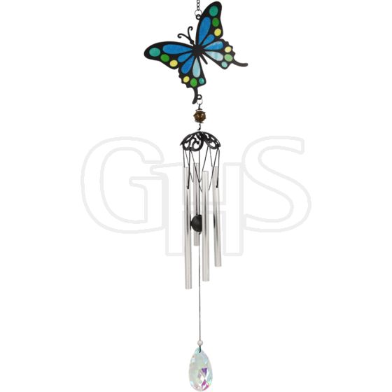 Primus Stained Glass Effect Butterfly Wind Chime - PT10008 - ONLY 5 LEFT