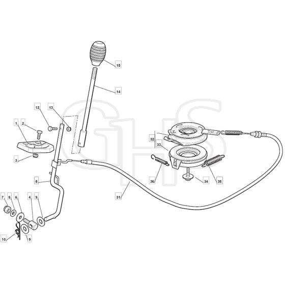 R25M - 2009 - 2T0114436/BQ - Mountfield Ride On Mower Clutch Diagram