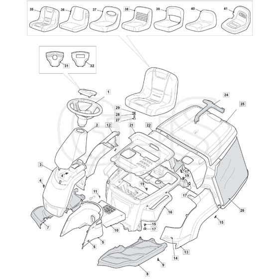 R27M - 2016-2017 - 2T0070486/SF - Mountfield Ride On Mower Body Diagram