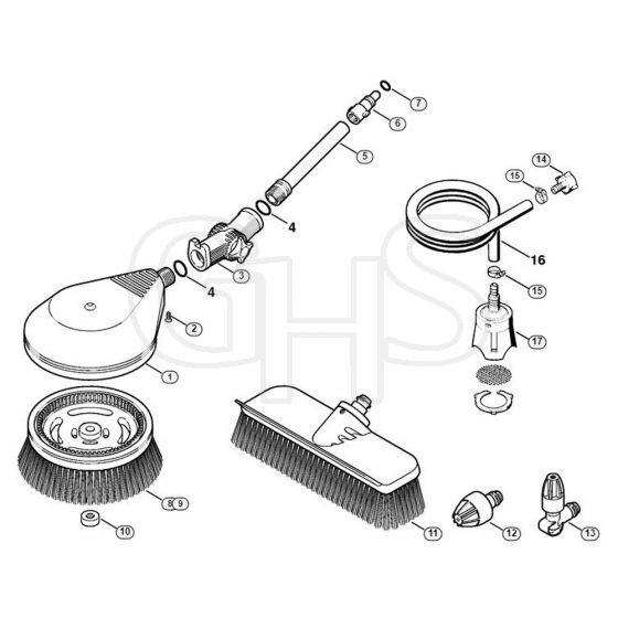 Genuine Stihl RE116 K / G - Washing brush, Suction hose