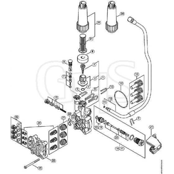 Genuine Stihl RE130 PLUS / D - Pump, valve block