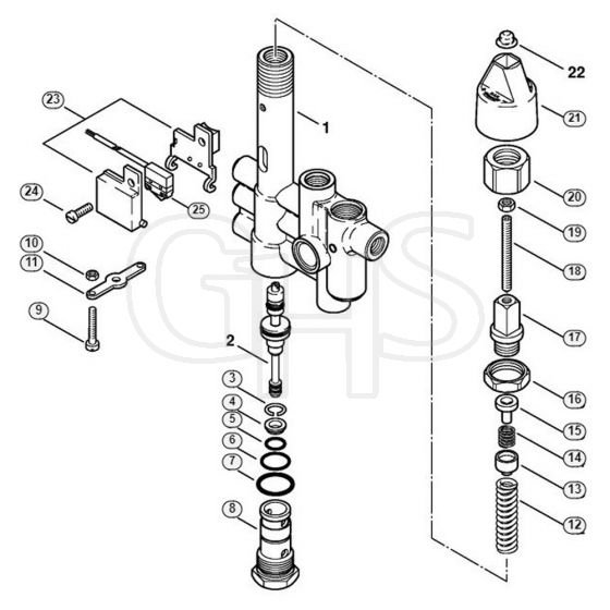Genuine Stihl RE581 PLUS / F - Regulation valve block, Control piston