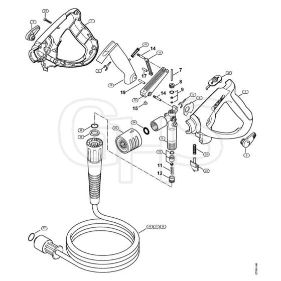 Genuine Stihl RE961 PLUS / U - Spray gun, High-pressure hose