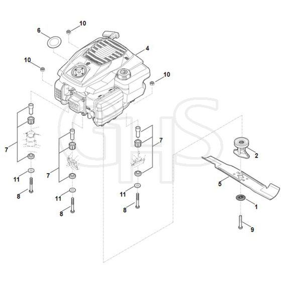 Stihl RM443.1 T - Engine, Blade - Parts Diagram