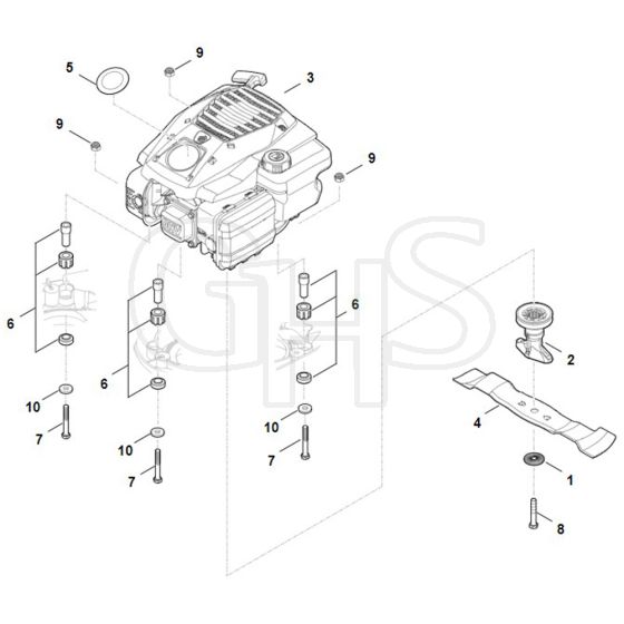 Stihl RM443.3 T - Engine, Blade - Parts Diagram