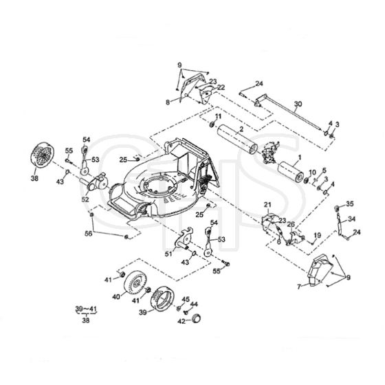 Cobra RM48SPK - TN1951SXRK Wheels & Rear Roller Diagram