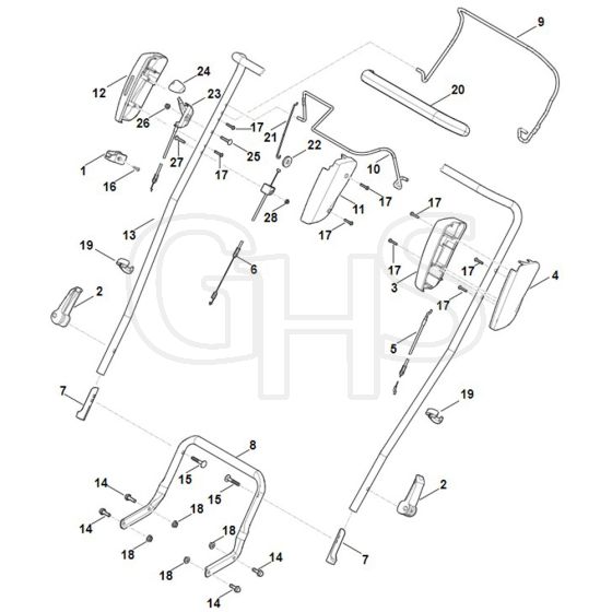 Stihl RM4.0 RV - Handle - Parts Diagram