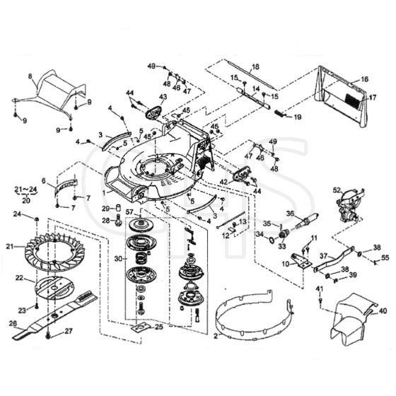 Cobra RM53SPHPRO - TN2160SXARHPROHS High Speed Rear Roller Deck Diagram