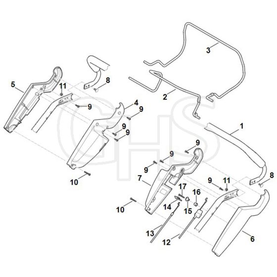 Stihl RM545.1 T - Handle Upper Part - Parts Diagram