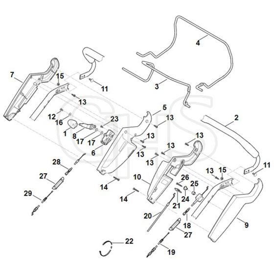 Stihl RM545.1 VM - Handle Upper Part - Parts Diagram