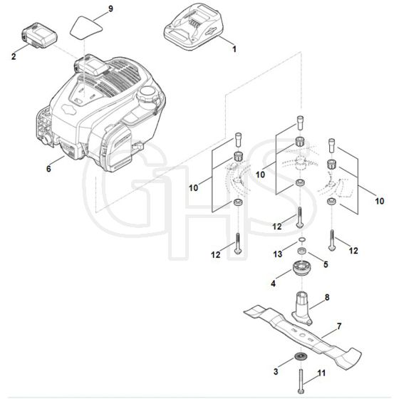Stihl RM650.0 VE - Engine, Blade - Parts Diagram