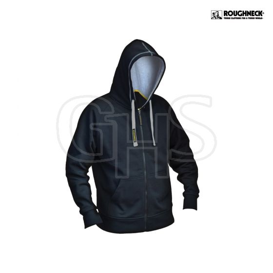 Roughneck Black & Grey Zip Hooded Sweatshirt - M (39-41in) - 95-112